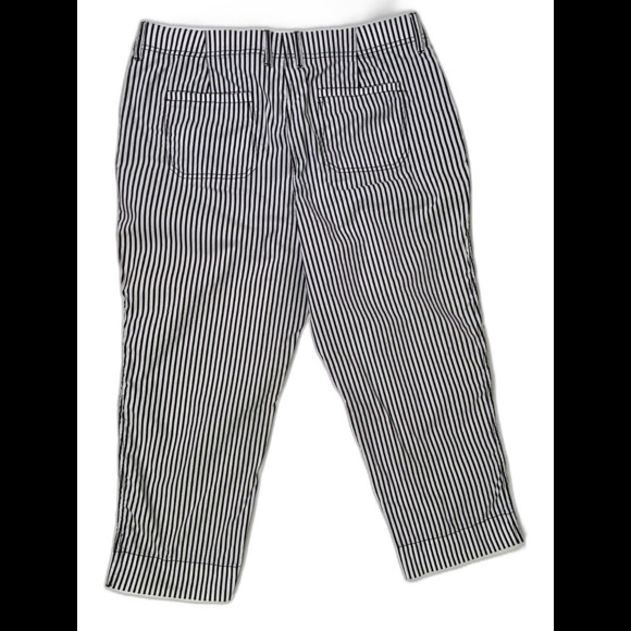 Chico's White & Black Pinstripe Print Cotton Crop Pants Cuffs Women's 2 US 12 - Picture 4 of 11